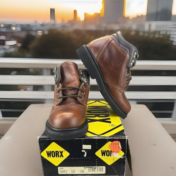 ✅Worx Women's Steel Toe 5" Brown Leather Safety Boots Sz 10 MW 5492 ✅PEELING - Picture 1 of 13